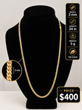 Hallow Cuban Chain 3mm 24 inches